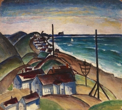 Untitled (Seascape with Houses on Beach)