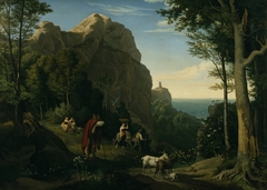 Valley by Amalfi with a view over Salerno Bay by Ludwig Richter