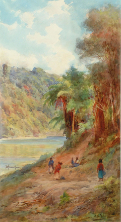 Whanganui River near the Houseboat by Charles Nathaniel Worsley
