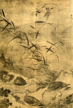 Wild Geese By A Mountain Stream by Lin Liang - Lin Liang - ABDAG012027 by Lin Liang