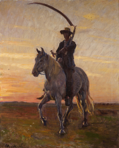 Young harvester riding home. by Michael Peter Ancher