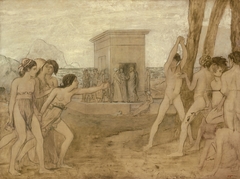 Young Spartan Girls Challenging Boys by Edgar Degas