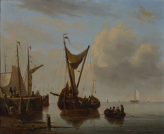 Zeegezicht met schepen by Anthonie Waldorp