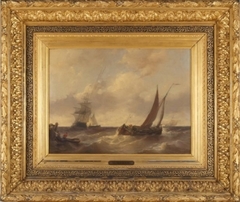 Zeegezicht met schepen by Louis Meijer
