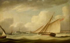 A cutter rescuing a ship aground by Thomas Buttersworth