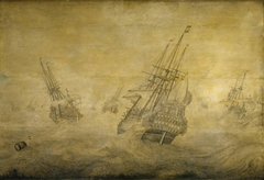 A Dutch Man-of-War in a Storm by Pieter Vogelaer