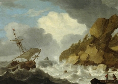 A Dutch Ship Foundering off a Rocky Coast by Hendrick Staets