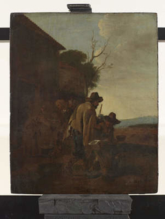 A Franciscan Saint distributing Food to Peasants by Pieter van Laer