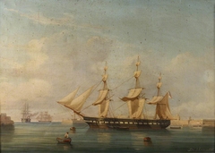 A frigate at Malta by Tommaso de Simone