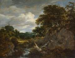 A Mountain Landscape with a Chapel by Jacob van Ruisdael