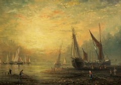 A Seascape with Yachts at Sunset by James Webb