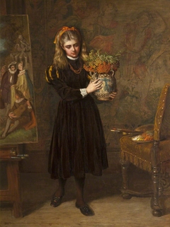 A Young Girl with Flowers by Henry Hetherington Emmerson
