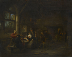An Evening Scene in a Tavern, with a Fiddler by Adriaen van Ostade