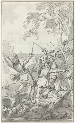 Arent van Benschop en Jan van Renesse verdrinken in de Lek, 1304 by Jacobus Buys