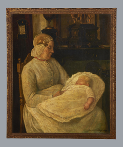 Baker in Friese dracht, met pasgeborene, 1888 by Benjamin Prins