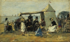 Beach at Trouville by Eugène Louis Boudin