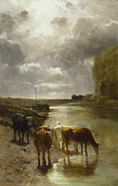 Cattle Drinking by Constant Troyon