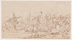 Cavalerie-gevecht by Gerardus Emaus de Micault