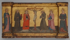 Christ on the Cross with Saints Margaret (?) Anthony Abbot, an unidentified deacon saint, Francis, Minias, and Dorothea by Lippo d'Andrea