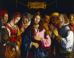 Christus en de overspelige vrouw by Marco Marziale