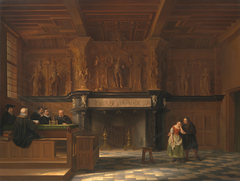 De gerechtzaal van de Burg. 't Vrije, te Brugge by François Joseph Corneille Haseleer