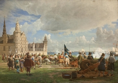 Den hollandske flåde under admiral Opdam passerer Sundet d. 29. oktober 1658 under Svenskekrigen 1657-60
