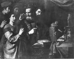 Die hl. Katharina soll zum Götzendienst zurückkehren by Bartolomeo Manfredi