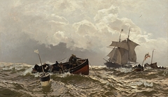 Einschiffung vor der holländischen Küste by Carl Saltzmann
