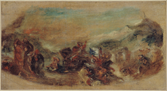 Esquisse pour la bibliothèque du palais Bourbon : Attila suivi de ses hordes barbares foule aux pieds l'Italie et les Arts by Eugène Delacroix
