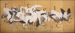 Flock of Cranes [left of a pair] by Ishida Yūtei