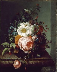 Flower bouquet on a marble table