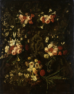 Flower garland cartouche around the Madonna and Child by Daniel Seghers