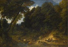 Forest edge with loggers by Cornelis Huysmans