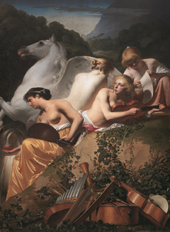 Four Muses and Pegasus on Parnassus
