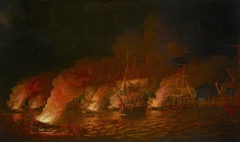 French Fireships Attacking the English Fleet off Quebec, 28 June 1759 by Dominic Serres