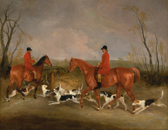 George Mountford, Huntsman to the Quorn, and W. Derry, Whipper-In, at John O'Gaunt's Gorse, near Melton Mowbray by Richard Barrett Davis