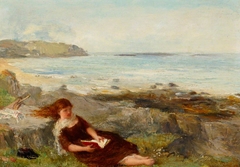 Girl reading by the Shore