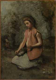 Girl Weaving a Garland