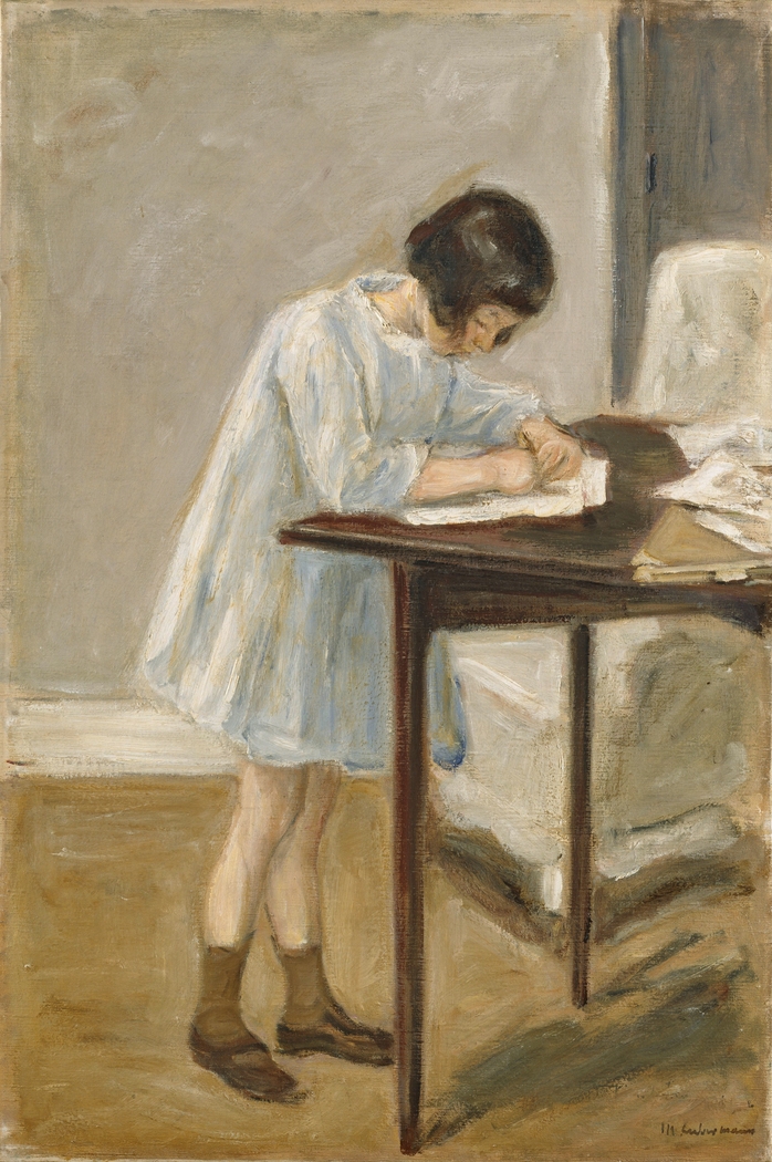 Granddaughter (standing girl writing)