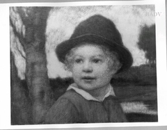 Head of a little boy with hat by Ludwig von Zumbusch