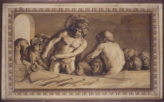 Hercules haalt Cerberus uit de onderwereld by Jacob van Campen