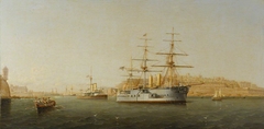 HMS Alexandra leaving Malta by Giancinto Gianni