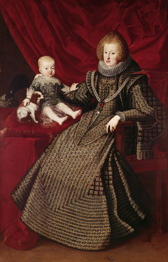 Infantin Maria Anna (1606-1646), Kaiserin, in ganzer Figur mit ihrem erstgeborenen Sohn Ferdinand (1633-1654) by Anonymous