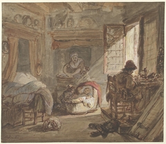 Interieur met familie by Abraham van Strij I