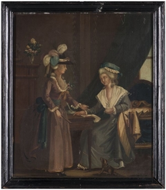 Interieur met twee rijk geklede dames by Frans Willems Swart