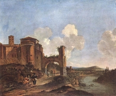 Italian Landscape with Santi Giovanni e Paolo in Rome