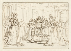 Koningin van Bohemen krijgt geschenken van vrouwen by Caspar Luyken