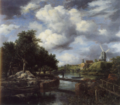 Landscape with a Windmill near a Town Moat