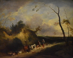 Landscape with figures and animals by Lodewijk de Vadder