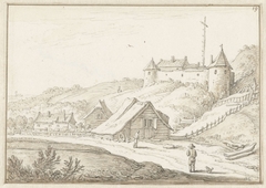 Landschap met een kasteel (De Holm te Groningen?) by Herman Saftleven